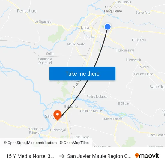 15 Y Media Norte, 3894 to San Javier Maule Region Chile map