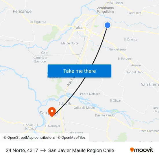 24 Norte, 4317 to San Javier Maule Region Chile map