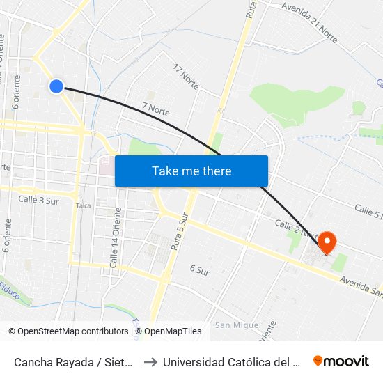 Cancha Rayada / Siete Ote to Universidad Católica del Maule map