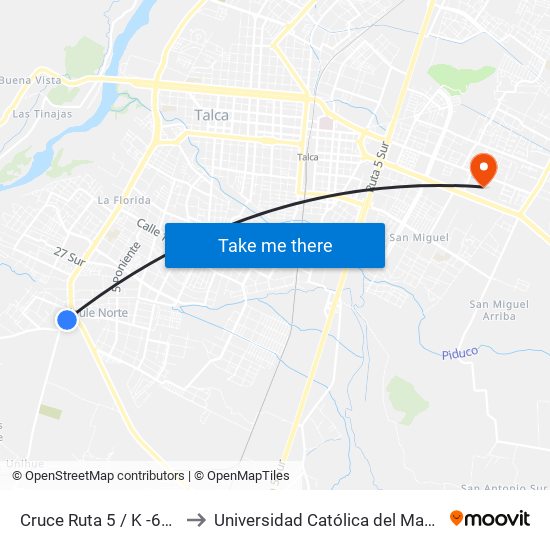 Cruce Ruta 5 / K -610 to Universidad Católica del Maule map