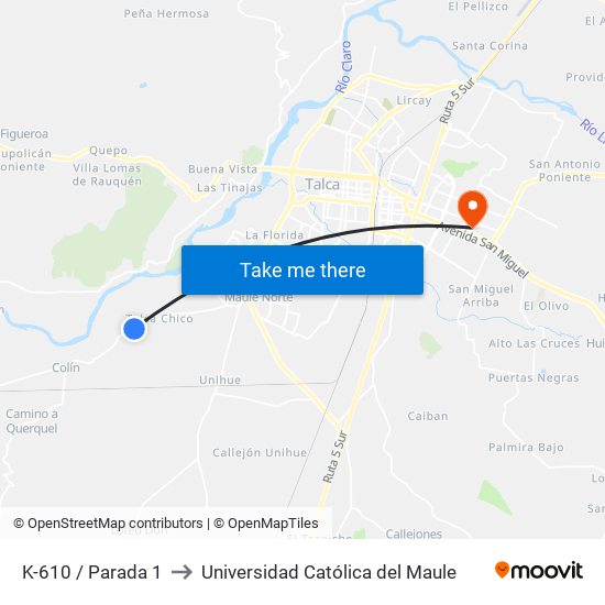 K-610 / Parada 1 to Universidad Católica del Maule map