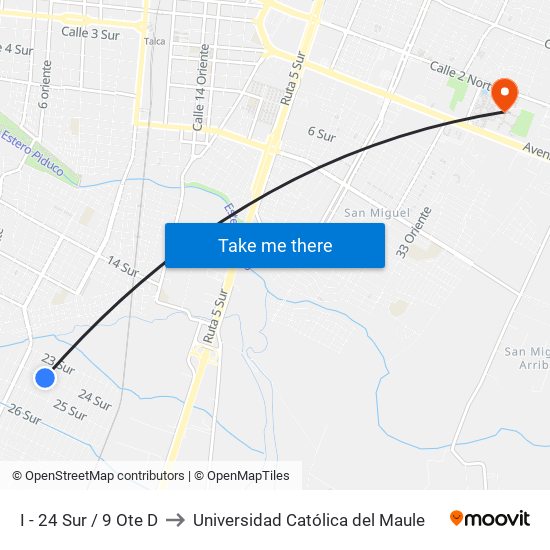 I - 24 Sur / 9 Ote D to Universidad Católica del Maule map