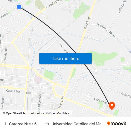 I - Catorce Nte / 6 Ote to Universidad Católica del Maule map