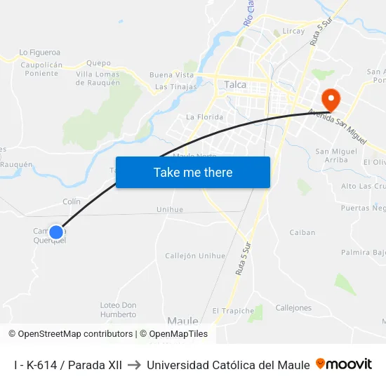 I - K-614 / Parada XII to Universidad Católica del Maule map