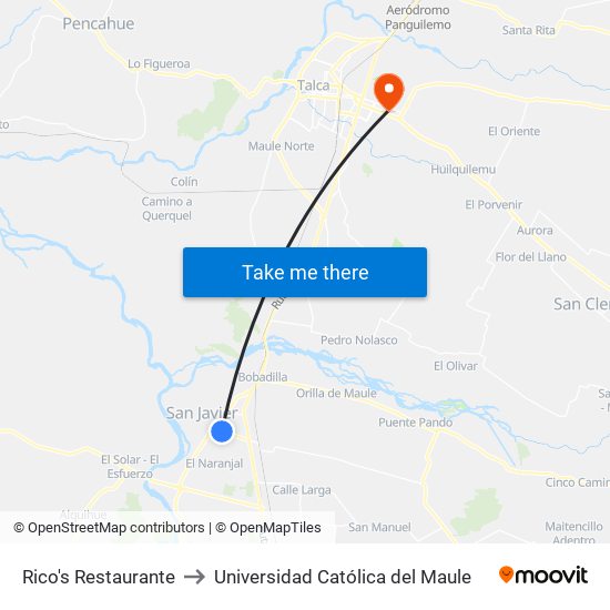 Rico's Restaurante to Universidad Católica del Maule map