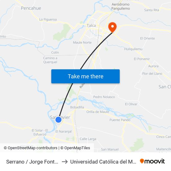 Serrano / Jorge Fontana to Universidad Católica del Maule map