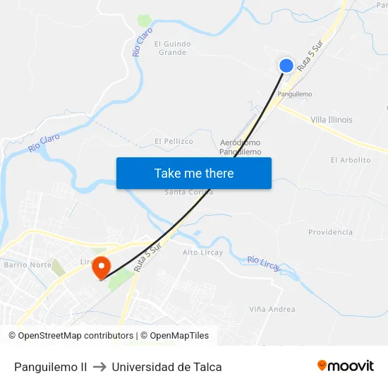 Panguilemo II to Universidad de Talca map