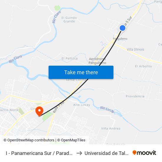 I - Panamericana Sur / Parada I to Universidad de Talca map