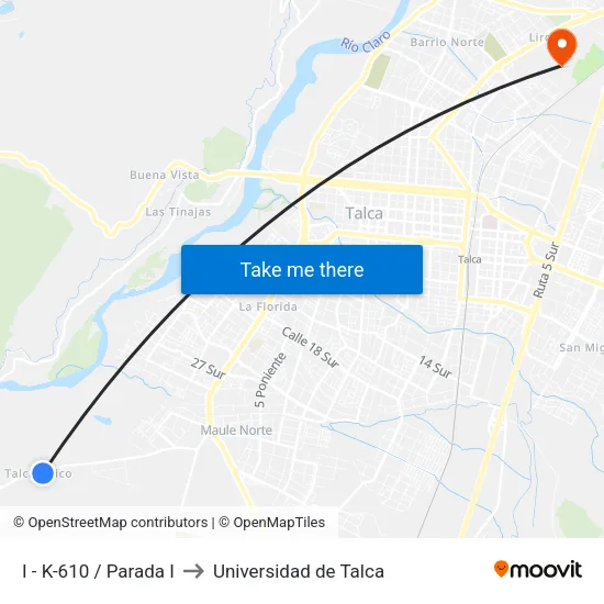 I - K-610 / Parada I to Universidad de Talca map