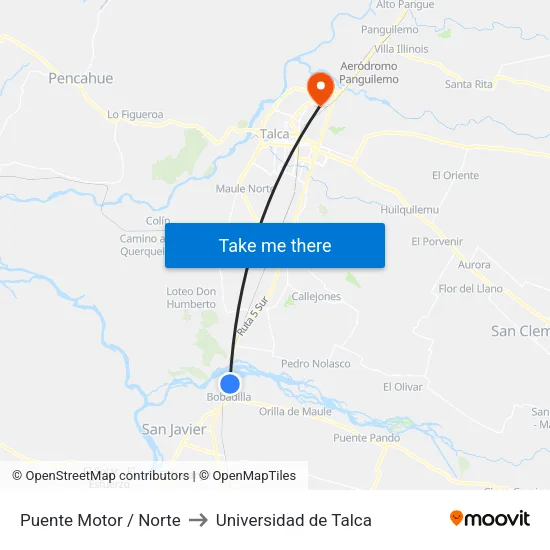 Puente Motor / Norte to Universidad de Talca map