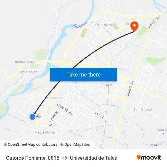 Catorce Poniente, 0815 to Universidad de Talca map