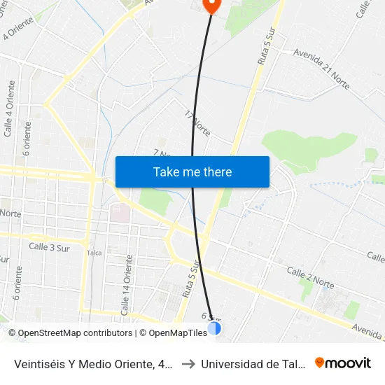 Veintiséis Y Medio Oriente, 412 to Universidad de Talca map