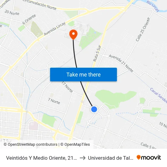 Veintidós Y Medio Oriente, 2106 to Universidad de Talca map