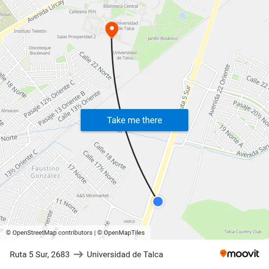 Ruta 5 Sur, 2683 to Universidad de Talca map