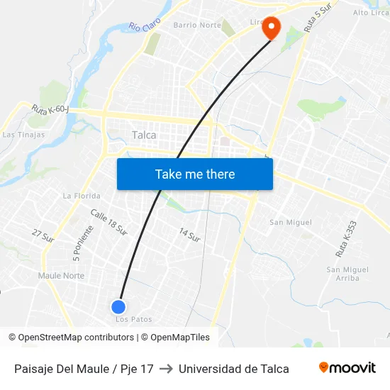 Paisaje Del Maule / Pje 17 to Universidad de Talca map