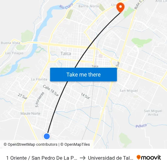 1 Oriente / San Pedro De La Paz to Universidad de Talca map