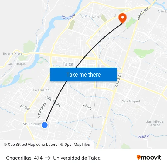 Chacarillas, 474 to Universidad de Talca map