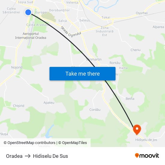 Oradea to Hidiselu De Sus map