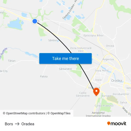 Bors to Oradea map