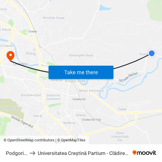 Podgoria 2 to Universitatea Creștină Partium - Clădirea Sulyok map