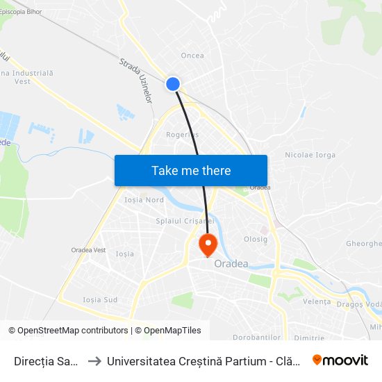 Direcția Sanitară to Universitatea Creștină Partium - Clădirea Sulyok map