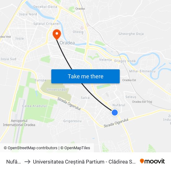Nufărul to Universitatea Creștină Partium - Clădirea Sulyok map
