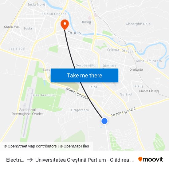 Electrica to Universitatea Creștină Partium - Clădirea Sulyok map