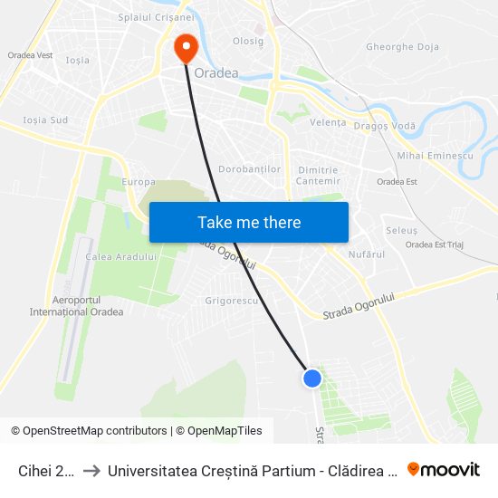 Cihei 249 to Universitatea Creștină Partium - Clădirea Sulyok map