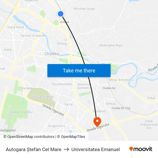 Autogara Ștefan Cel Mare to Universitatea Emanuel map