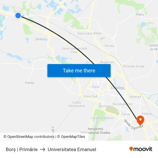 Borș | Primărie to Universitatea Emanuel map