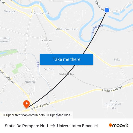 Stația De Pompare Nr. 1 to Universitatea Emanuel map