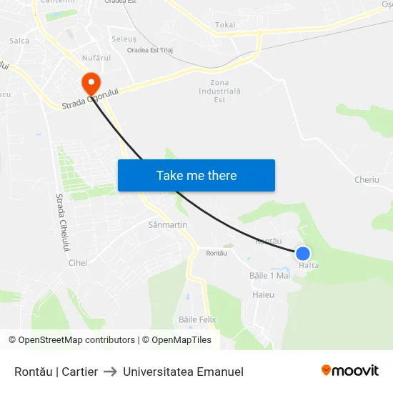 Rontău | Cartier to Universitatea Emanuel map