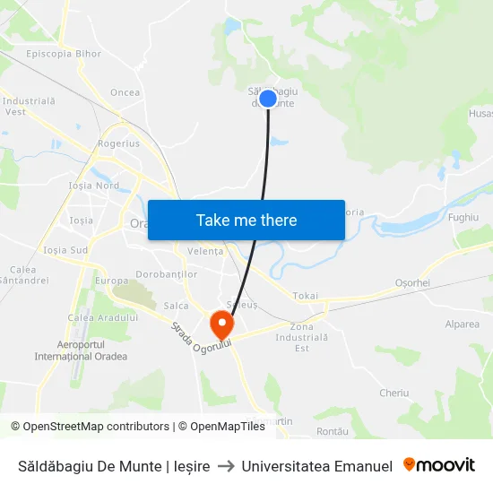Săldăbagiu De Munte | Ieșire to Universitatea Emanuel map
