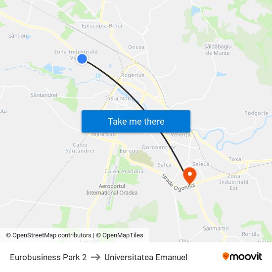 Eurobusiness Park 2 to Universitatea Emanuel map