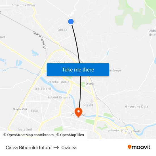 Calea Bihorului Intors to Oradea map