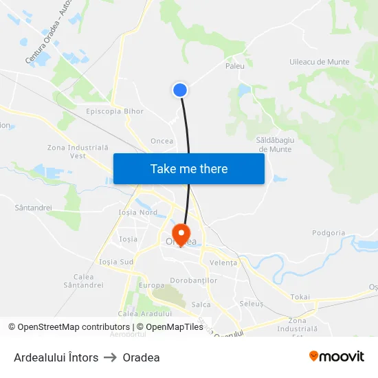 Ardealului Întors to Oradea map