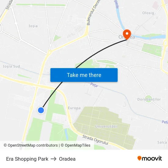Era Shopping Park to Oradea map