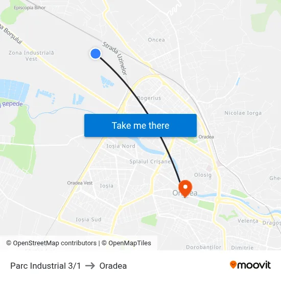 Parc Industrial 3/1 to Oradea map