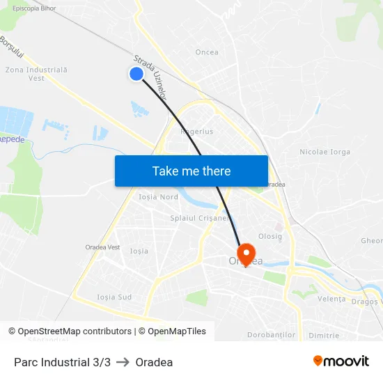 Parc Industrial 3/3 to Oradea map