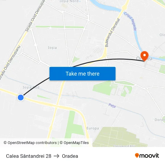 Calea Sântandrei 28 to Oradea map