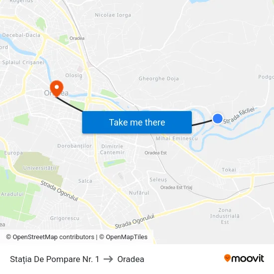 Stația De Pompare Nr. 1 to Oradea map
