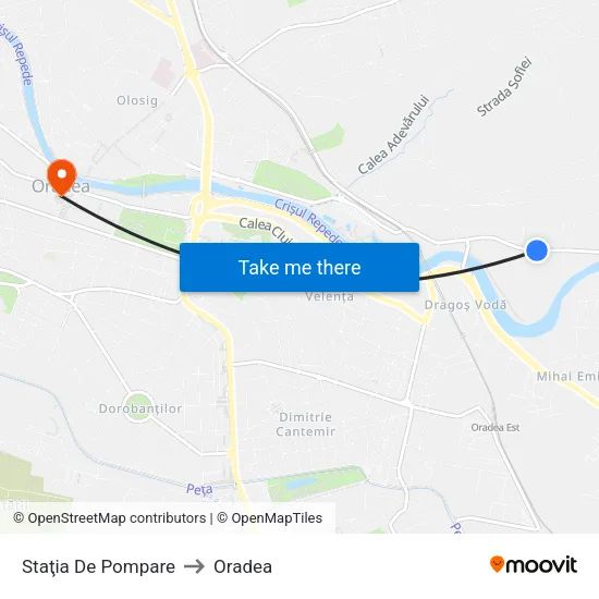Staţia De Pompare to Oradea map