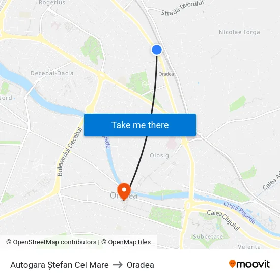 Autogara Ștefan Cel Mare to Oradea map