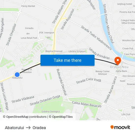 Abatorului to Oradea map