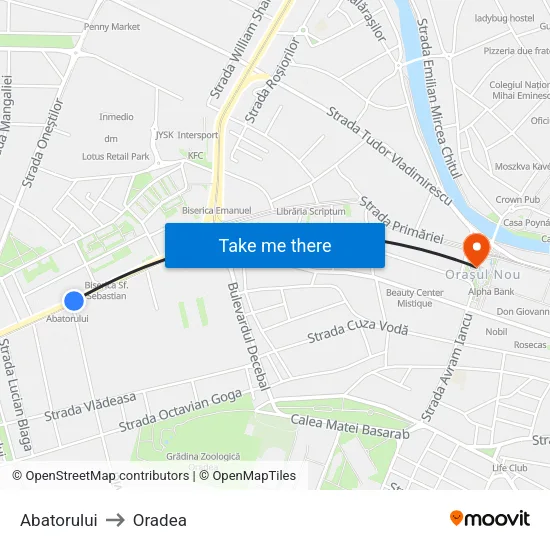 Abatorului to Oradea map