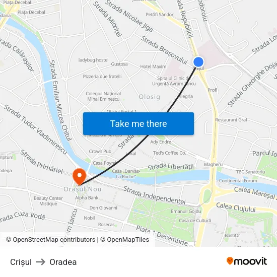 Crișul to Oradea map