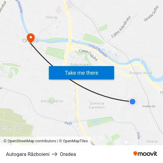 Autogara Războieni to Oradea map