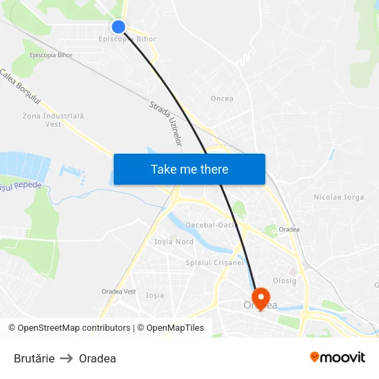Brutărie to Oradea map