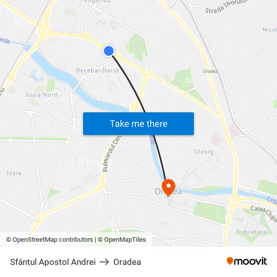 Sfântul Apostol Andrei to Oradea map
