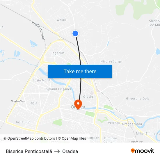 Biserica Penticostală to Oradea map